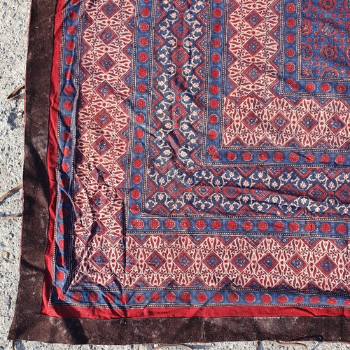 192 - An Indian Hand Block Printed Throw with Suede Edging.
L 270 x W 214 cm approx.