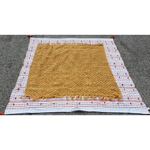 194 - A White and Orange Throw with an Amber example and 2 others. L 220 x W170 cm approx.