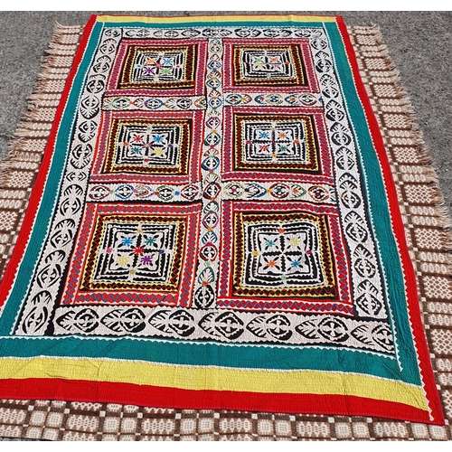 222 - A Welsh pure new Wool Rug along with a Patchwork Quilt.
170 x 220 cm approx.