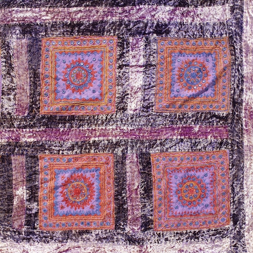 226 - A good Velure Patchwork Throw. 
L 260 x W 220 cm approx.