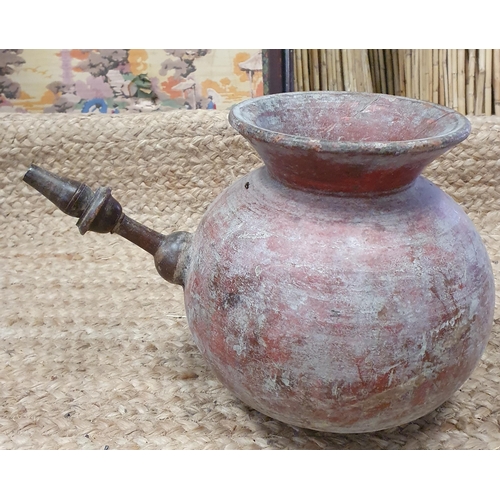 308 - 2 Black Stoneware Vase's and a Wooden Pot.