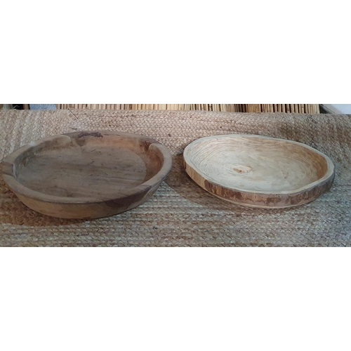 398 - 6 super sized Wooden flat bowls / serving plates .
Diameter 49 cm appox.