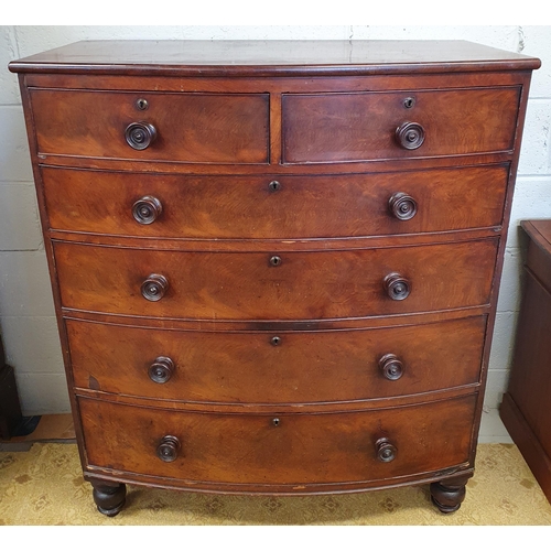 27 - A really good Victorian Mahogany tall bow fronted Chest of Drawers with five graduated drawers and t... 