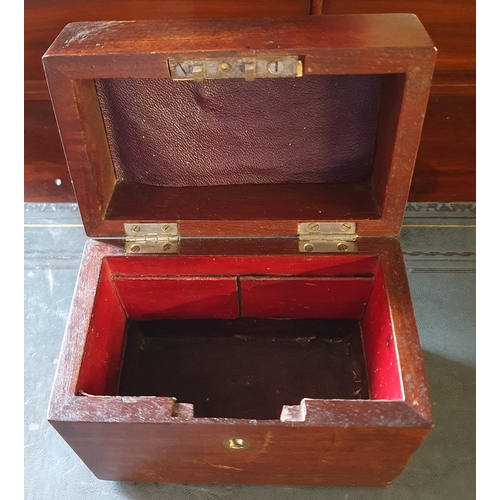 57 - A Georgian Mahogany two division Tea Caddy with military flush handle along with a hardwood cigar bo... 