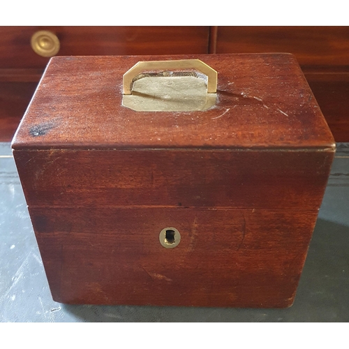57 - A Georgian Mahogany two division Tea Caddy with military flush handle along with a hardwood cigar bo... 