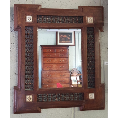 58 - A good aesthetic movement Timber Mirror. 68 x 58 cm approx.