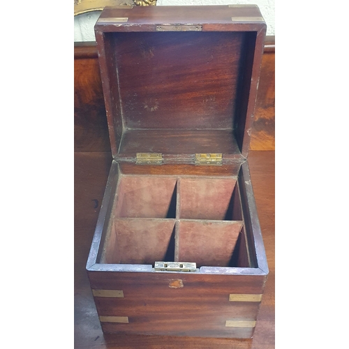 83 - A good Mahogany military style Drinks Cabinet with four divisional interior with brass corners and s... 