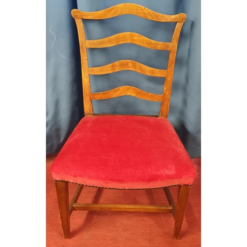 87 - A 19th Century Mahogany ladderback Chair with square tapered front supports. W 55 x SH 42 x BH 93 cm... 