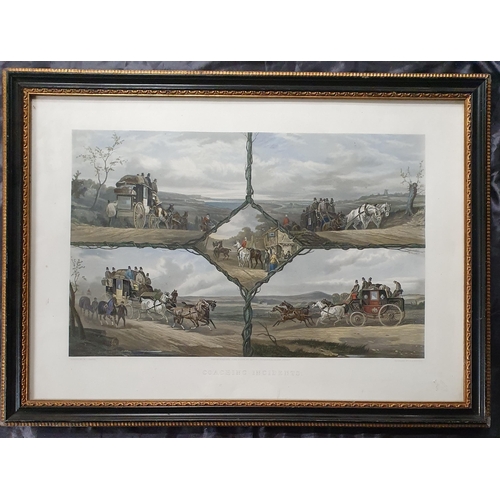 92 - A 19th Century coaching Scene coloured Engraving. 55 x 75 cm approx.