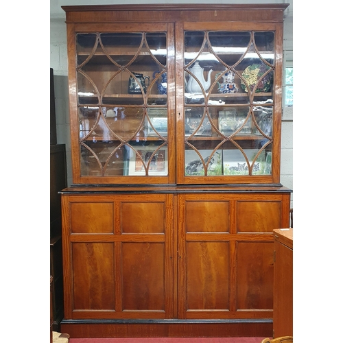 120 - A Magnificent pair of late 19th Century Satinwood two door Library Bookcases with reeded glazed pane... 