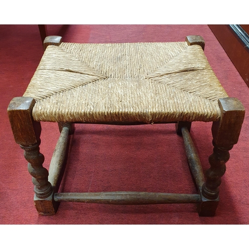 136 - A 19th Century rush seat Stool. 35 x 29 x H 28 cm approx.