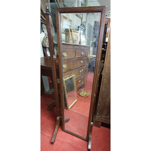 162 - An early 20th Century Mahogany Cheval Mirror by Waring & Gillows trade label.  (one hinge missing). ... 