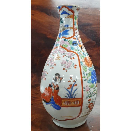 219 - A good early Oriental Vase with hand painted decoration. H 25 cm approx.