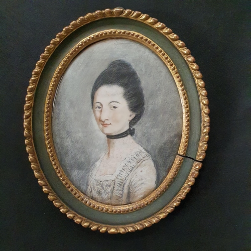 255 - A 19th Century Watercolour of a Woman. No apparent signature In a good painted and gilt frame. 23 x ... 