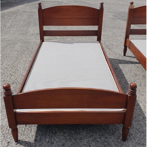 1102 - A Pair of Twin Mid Century Mahogany Beds . 
H 97 x L 205 x W105 cm  approx.
Base included , not matt... 