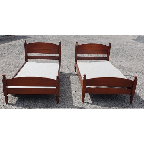 1102 - A Pair of Twin Mid Century Mahogany Beds . 
H 97 x L 205 x W105 cm  approx.
Base included , not matt... 