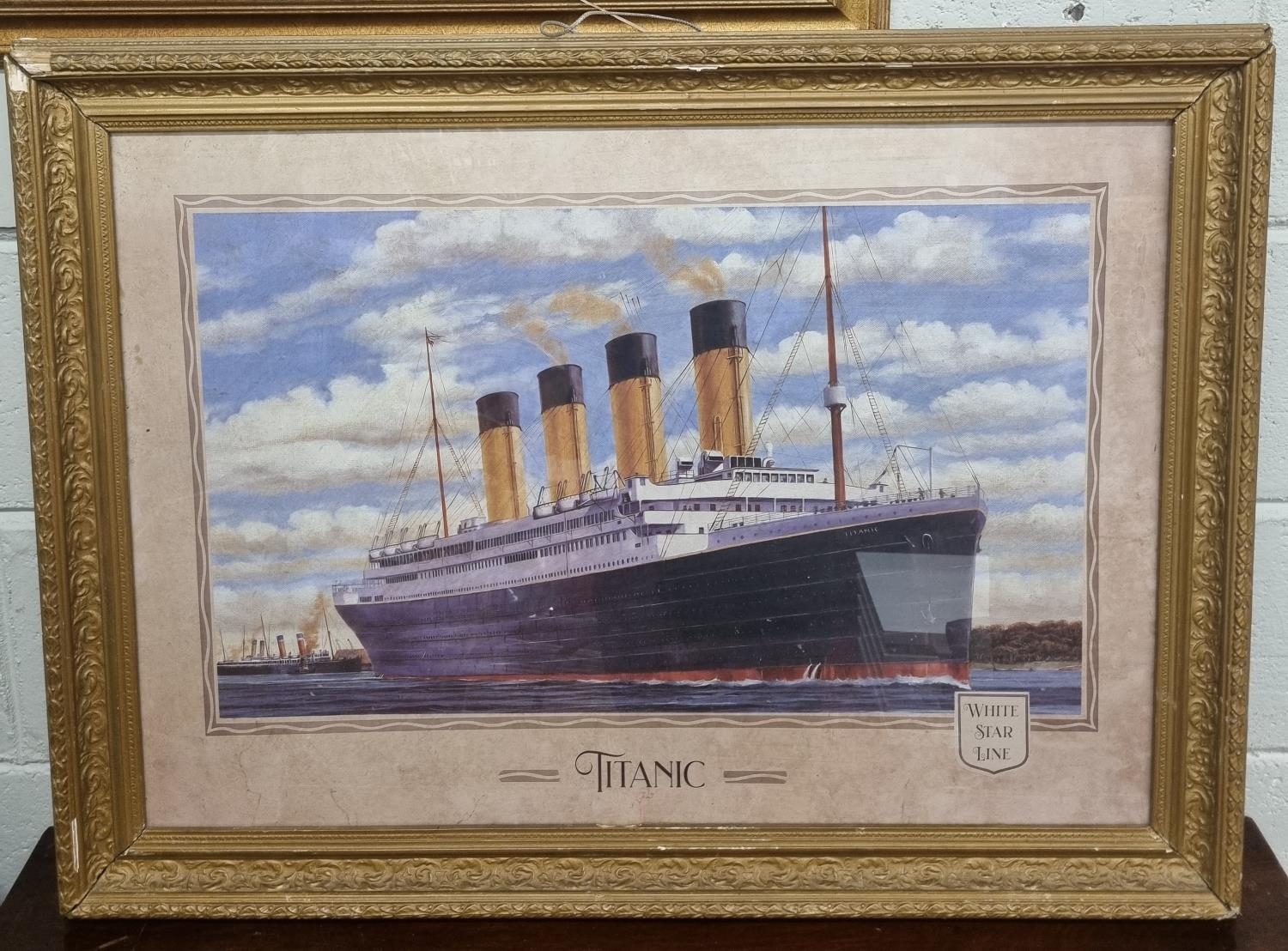 The White Star Line Titanic Print In good Gilt Frame H 66 x L 189