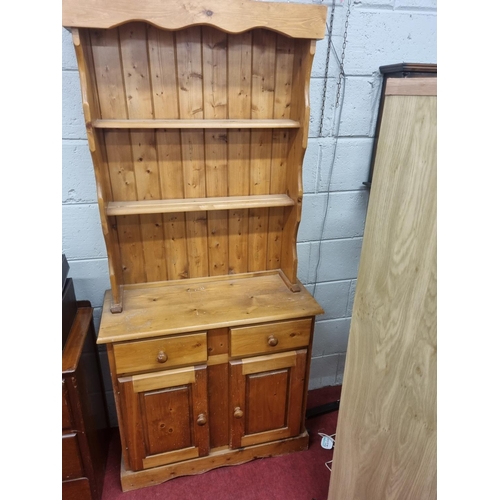 1460 - A neat Pine Kitchen Dresser along with a dressing table. H 180 x W 84 x D 37 cm approx.