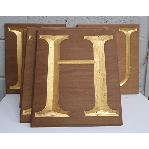 1543 - A Set of 9 Wood Panels with Gold Letters of H B E R E N O L U , Its an Omen that you should buy if y... 