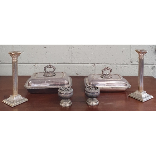 80 - A really good quantity of Silver Plate to include serving dishes, tureen, candlesticks etc.