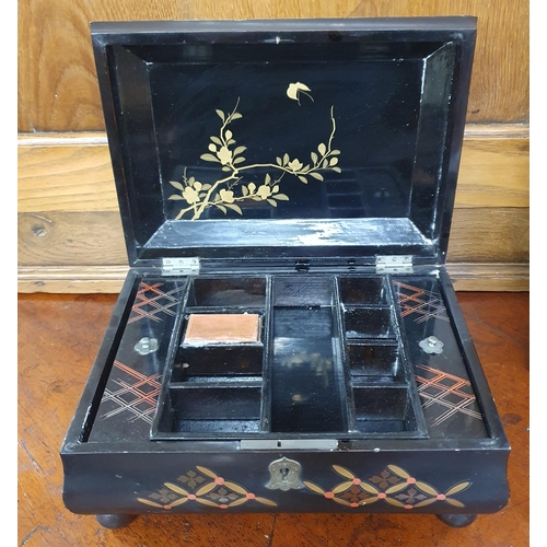 107 - An early 20th Century hand painted Oriental style Jewellery Casket along with another. 23 x 17 x H 1... 