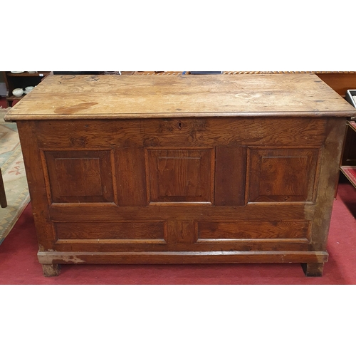 664 - An early 19th, possibly 18th, Century Oak Mule Chest with triple panel front. 136 x 55 x H 81 cm app... 