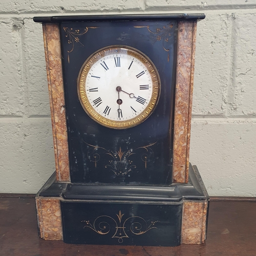 846 - A really good 19th Century black slate and marble Mantel Clock with white enamelled dial and brass b... 