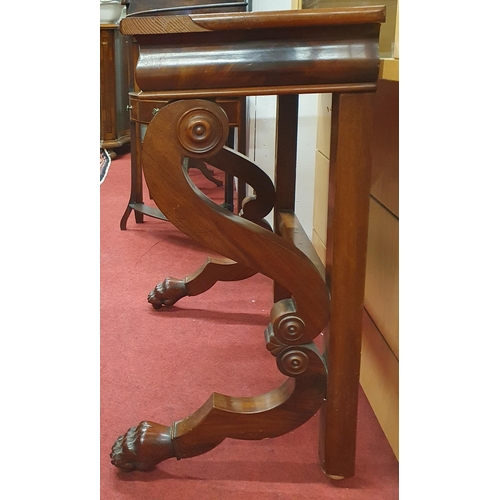 795 - A 19th Century Mahogany Console Table with single frieze drawer and carved cabriole front supports a... 