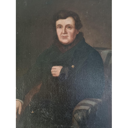 800 - A 19th Century Oil on Canvas of Daniel O'Connell seated. Bears no signature. H 50 x 43 cm approx.