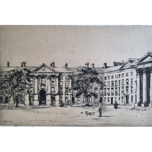 819 - An early 20th Century Etching of Trinity College with a Bregazzi & Sons Framing label verso.
H 20 x ... 