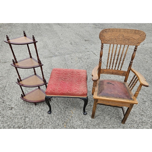 994 - A late 19th Century Stool along with other Furniture.