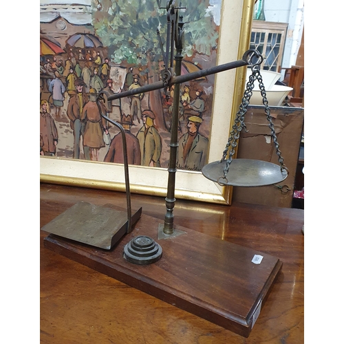 507 - A good 19th Century Postal Scales along with a Brass Watering Can.