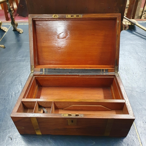 509 - A Victorian Walnut and veneered Campaign Writing Slope along with another Box. 35 x 22 x H 15 cm app... 