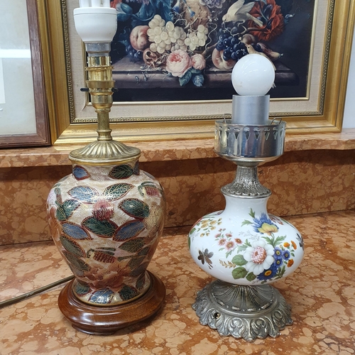 515 - Two good bulbous shaped Table Lamps. H 29, 27 cm approx.