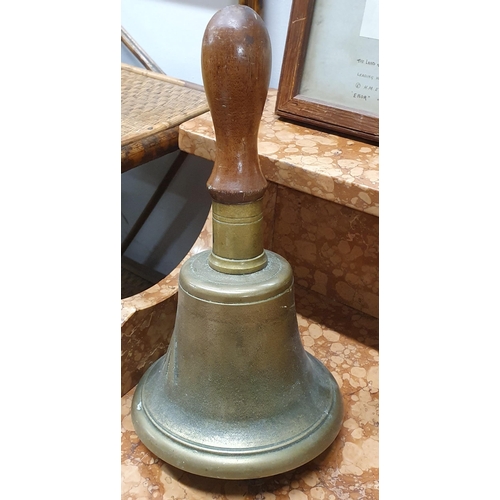 518 - A really good heavy Brass School Bell. D 15 cm approx.