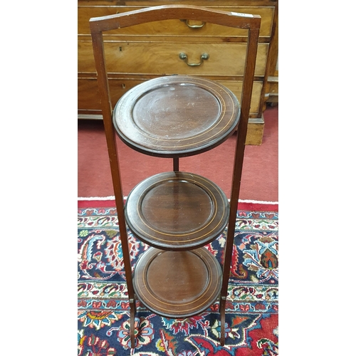 531 - An Edwardian Mahogany three tier foldup Cake Stand. H 88 cm approx.