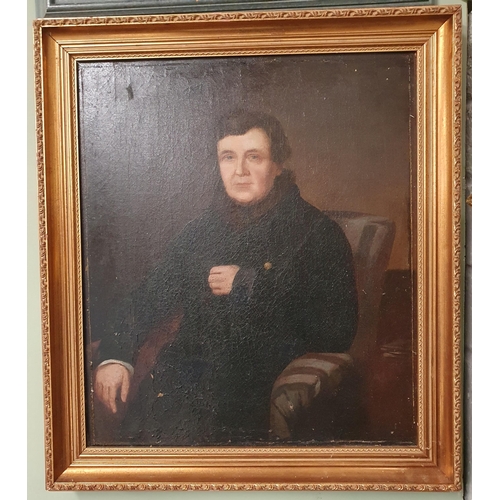 800 - A 19th Century Oil on Canvas of Daniel O'Connell seated. Bears no signature. H 50 x 43 cm approx.