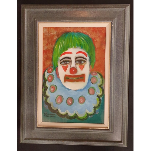 801 - John Bingham. An Oil on Board 'Clown'. Signed LL.
H 45 x 30 cm approx.