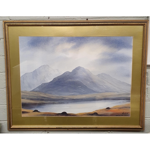 810 - Peter Nuttall 1943-2011. A large 20th century Watercolour 'Near lake Inagh Co Galway'. Signed and in... 