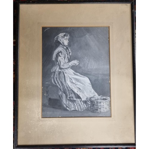 659 - A 19th Century Watercolour and Ink Picture of a Woman, possibly Irish along with a good selection of... 