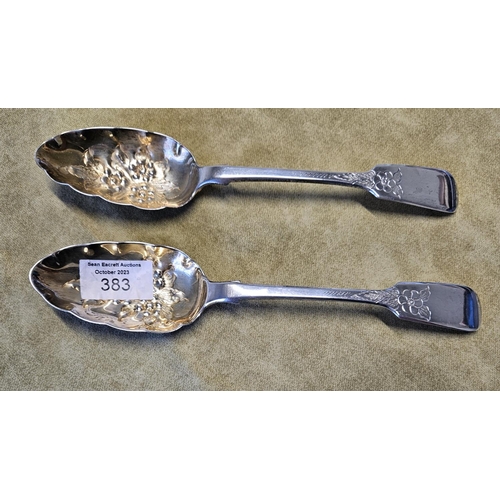 383 - A pair of Exeter Silver berry Spoons, Robert Williams 1844, 137 gms approx.