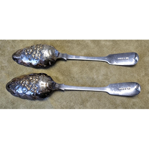 383 - A pair of Exeter Silver berry Spoons, Robert Williams 1844, 137 gms approx.