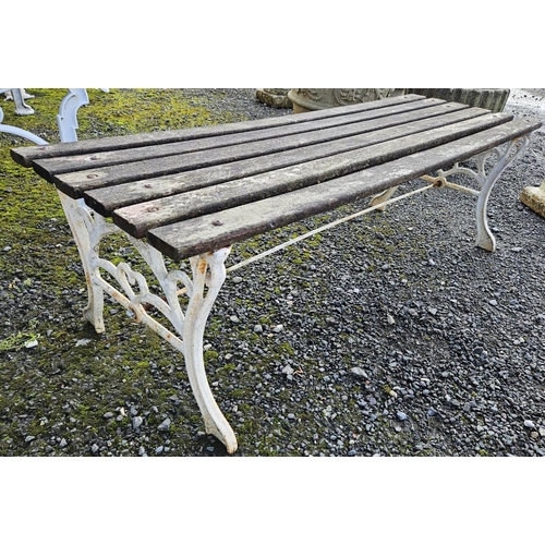 1023 - A metal and Timber Bench. H 37 x W 122 x D 41 cm approx.