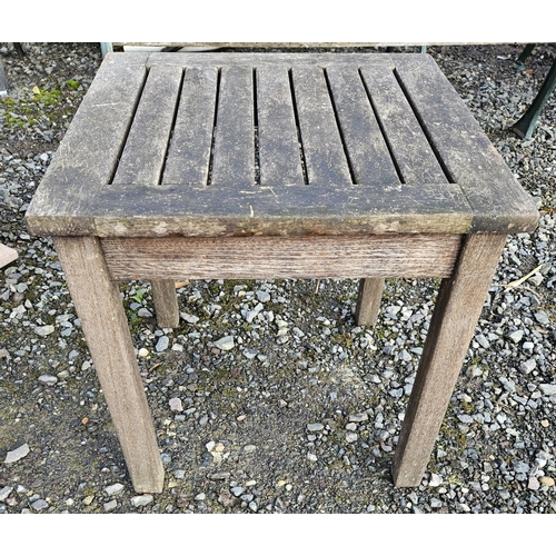 1043 - A timber Garden Table.
H 47 x 48 x 48 cm approx.