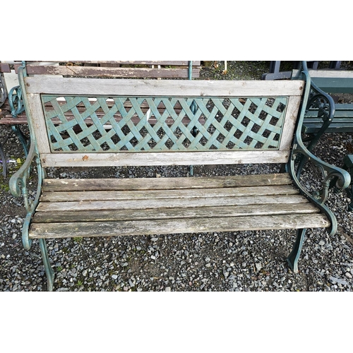 1045 - A timber and metal Bench.
H 80 x W 128 x D 60 cm approx.