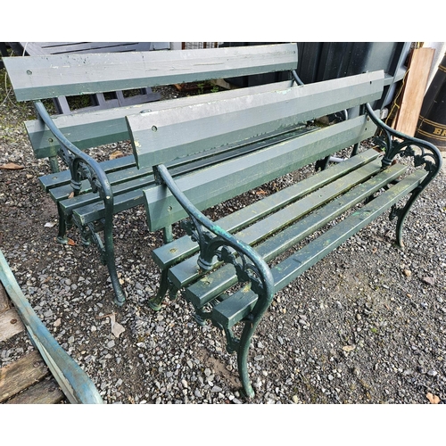 1046 - A good pair of Timber and Metal Benches.
H 80 x W 160 x D 50 cm approx.