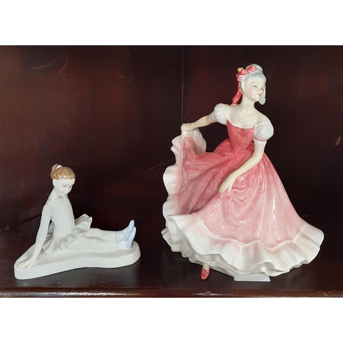 871 - Two Royal Doulton Figurines. 'Olivia' and 'Stagestruck'. H 20 cm approx.