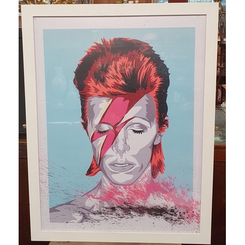 875 - An Abstract coloured Print after Mr Brainwash of David Bowie. H 87 x 67 cm approx.