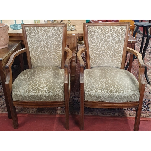 889 - A good pair of early 20th Century Tub style Armchairs with square fluted supports.
H 93 x 55 x 62 cm... 