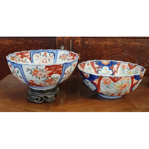 897 - Two Imari patterned Bowls. One AF.
H 13 x D 22 cm approx.